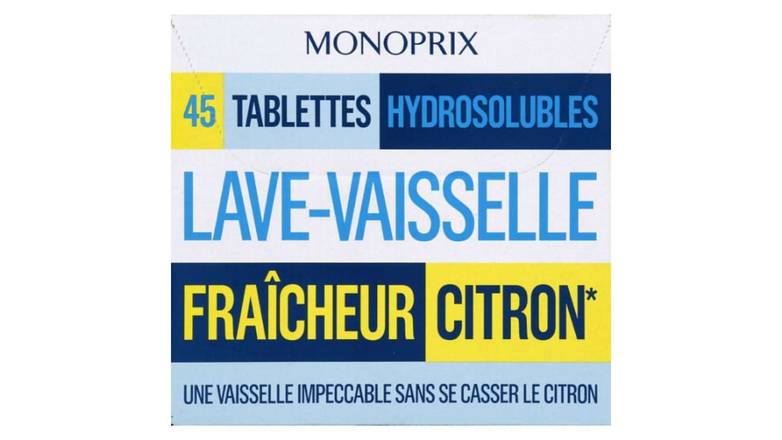 Monoprix - Tablettes hydrosolubles lave-vaisselle fraîcheur citron