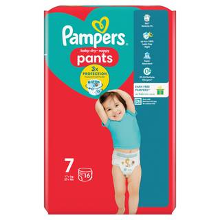 Pampers Baby-Dry Nappy Pants Size 7, 16 Nappies, 17kg+, Carry Pack