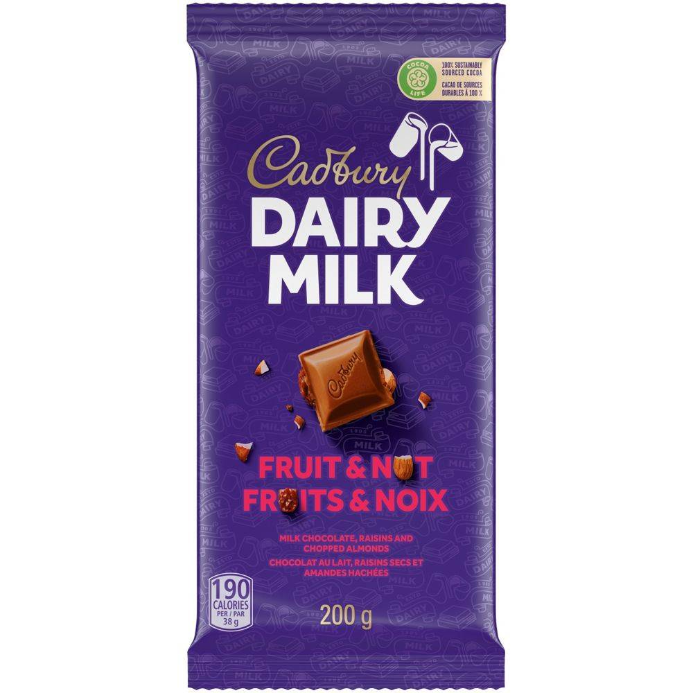 Cadbury Dairy Milk Fruit & Nut Chocolate Bar (200 g)