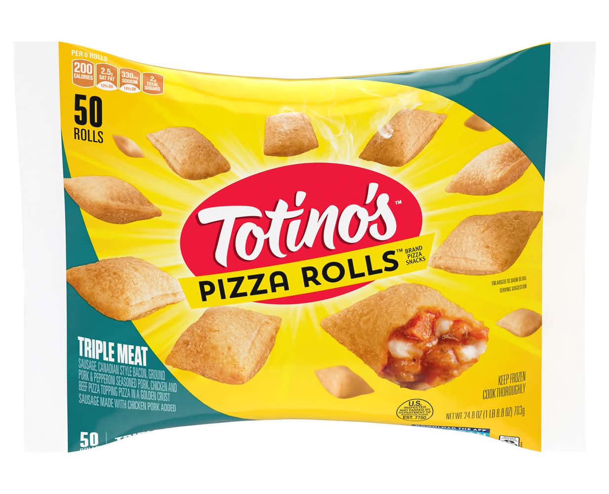 Totino's Pizza Rolls Snacks, Triple Meat (24.8 oz, 50 ct)