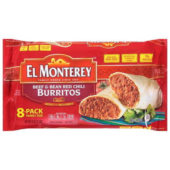 El Monterey Beef and Bean Red Chili Burritos (8 ct)