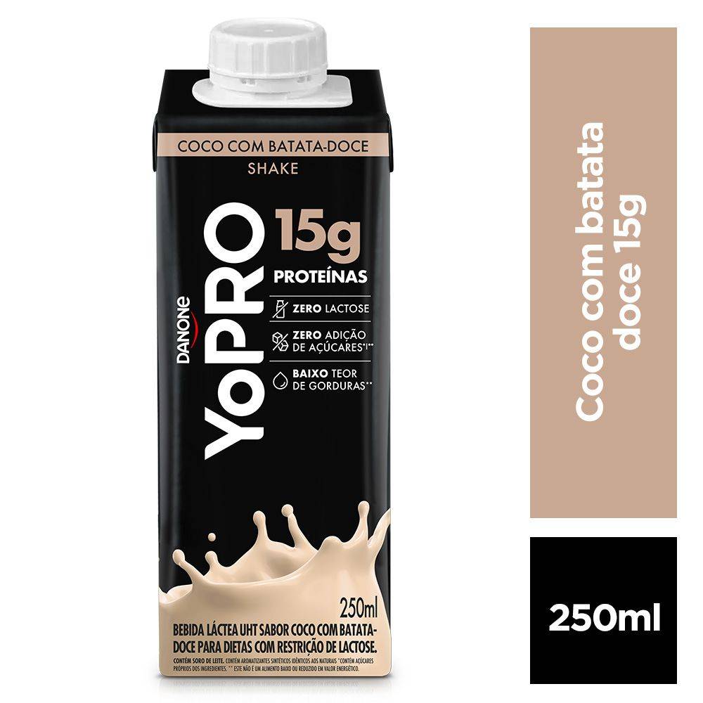 Yopro bebida láctea uht zero lactose 15g proteínas (250 ml) (coco com batata doce)