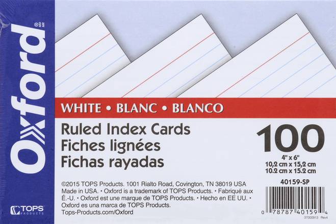 Oxford 4" X 6" Ruled Index Cards (100 ct)