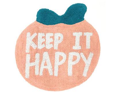 "Keep it Happy" Peach Tufted Cotton Bath Mat