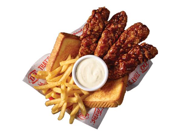 4 Pc - Honey BBQ Sauced & Tossed Ck Strip Basket