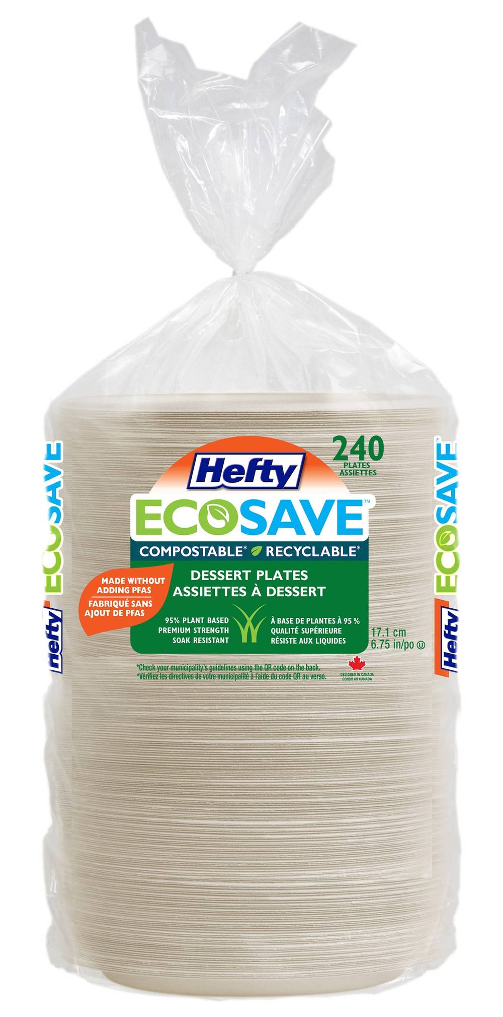 Hefty Ecosave Assiettes À Dessert En Carton Jetable, Paquet De 240 / Hefty Ecosave Disposable Paper Dessert Plates, 240 Pack
