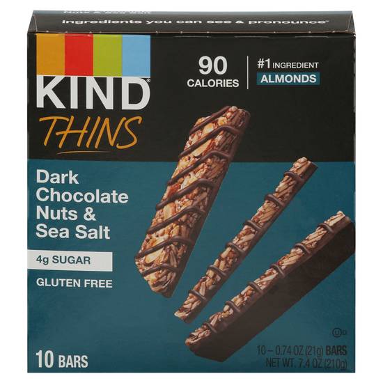 Kind Thins Dark Chocolate Nuts & Sea Salt With Peanuts (10 x 0.74 oz)