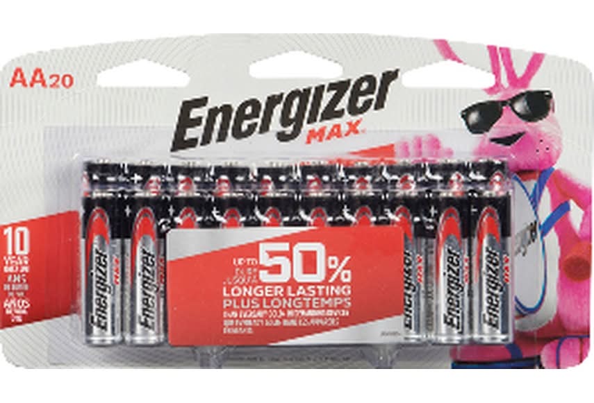 Max Energizer Durable Longest Lasting La Plus Aa 20 Batteries (20 ct)