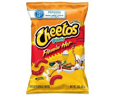 Cheetos Puffs Cheese Flavored Snacks Flamin' Hot Flavored 3 Oz