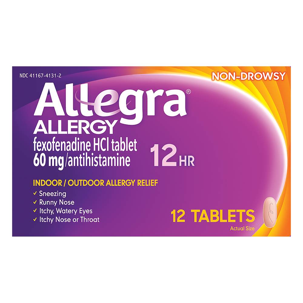 Allegra Indoor Outdoor Allergy Relief 60 mg Tablets (12 ct)