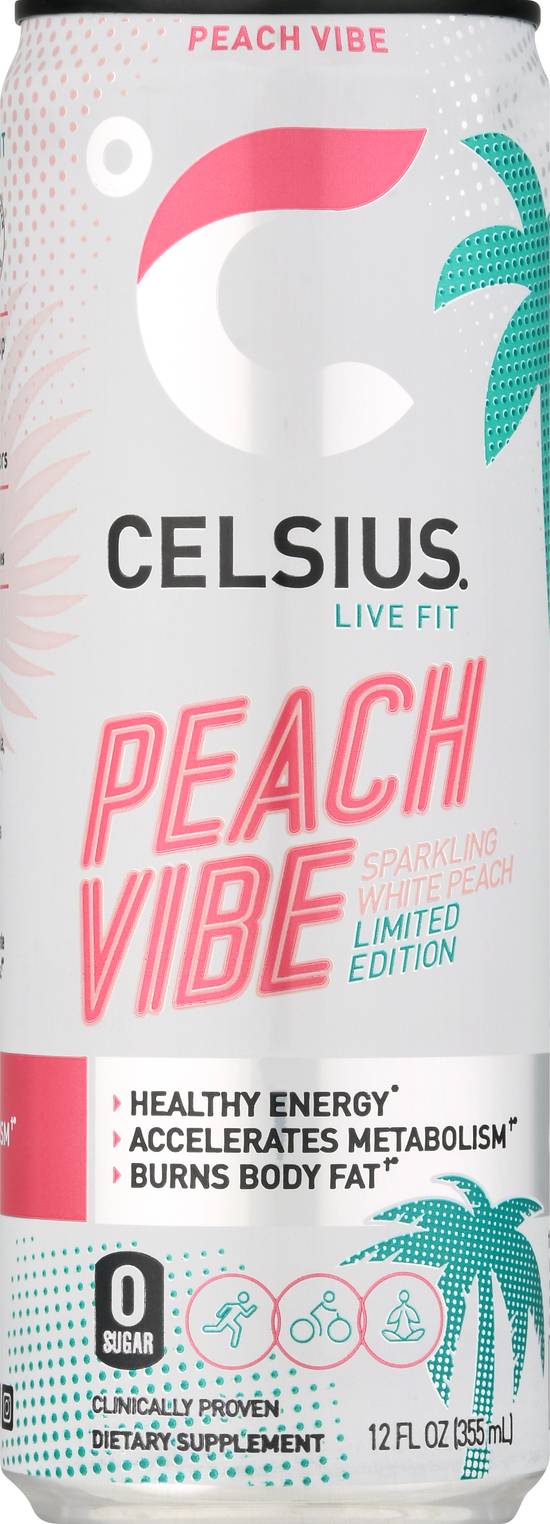 Celsius White Peach Vibe Sparkling Drink (12 fl oz)