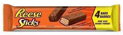 Reese's Sticks Milk Chocolate King Size Candy Bar, Peanut Butter (85 g, 4 ct)