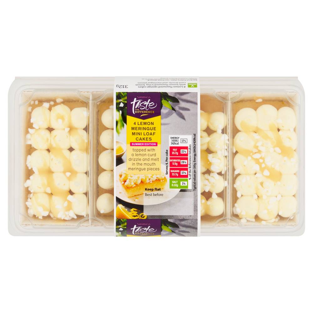 Sainsbury's Lemon Meringue Mini Loaf Cakes, Taste the Difference x4