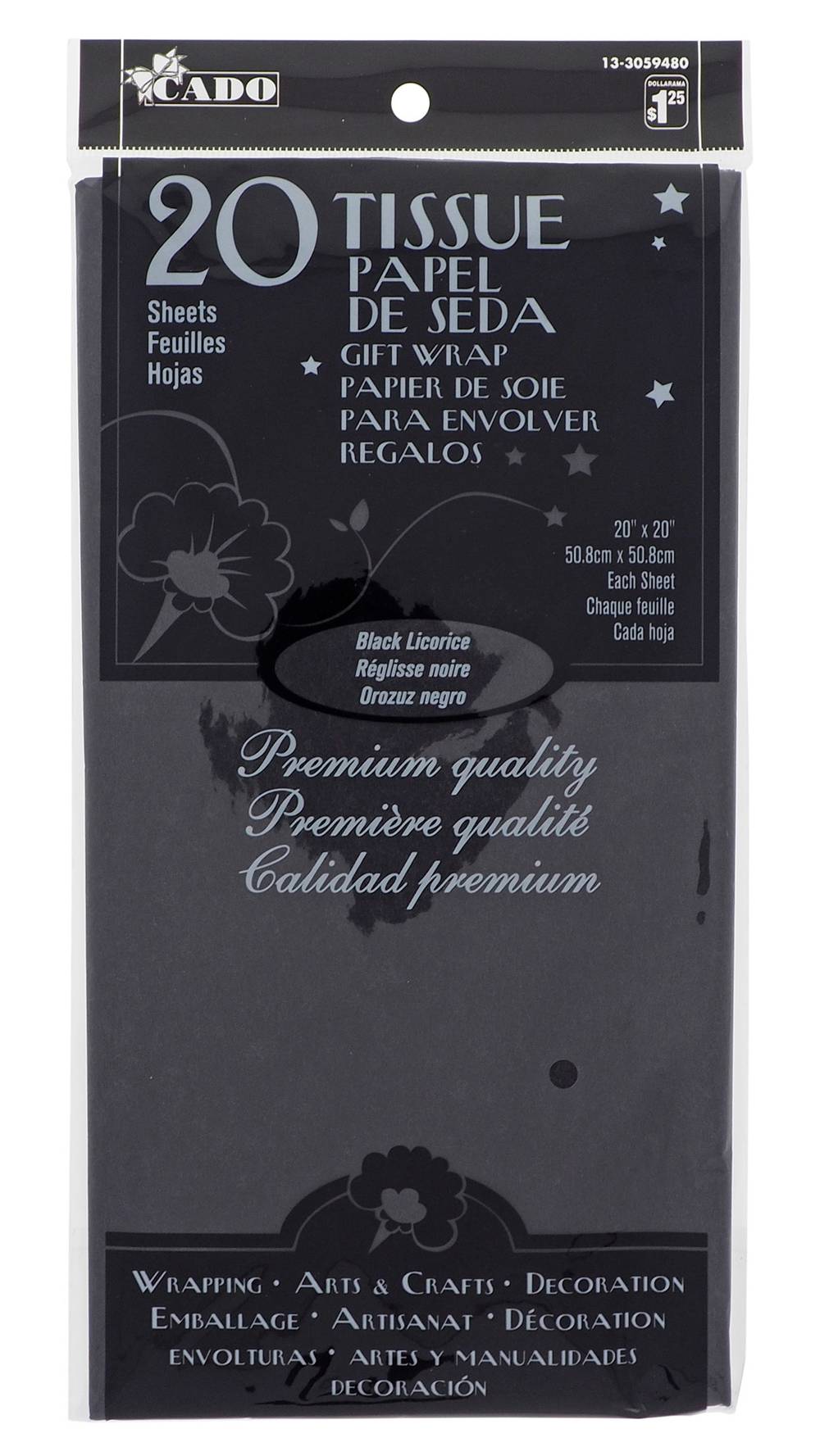 Cado Black Licorice Tissue Gift Wrap, 20X20 (20 ct)