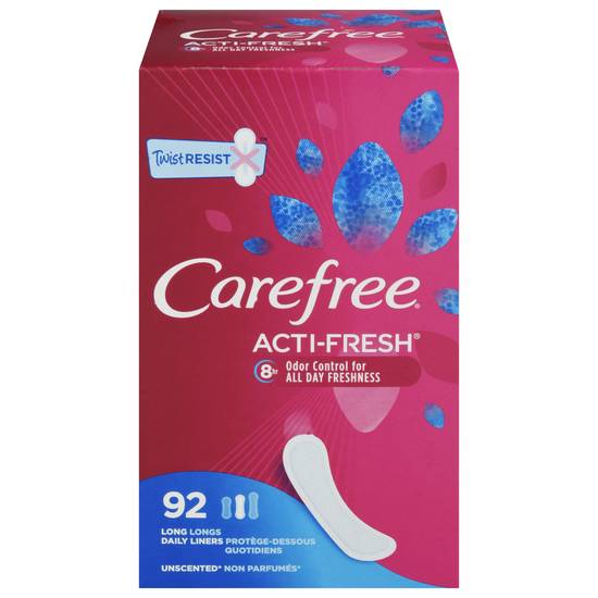 Carefree Acti-Fresh Long Unscented Daily Liners(92 Ct)