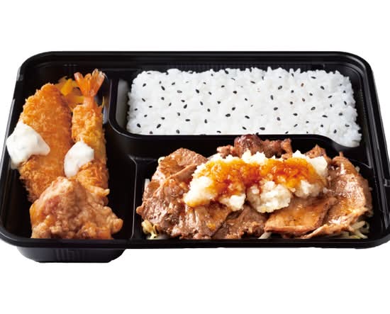 Ｄｘおろしみすじカットステーキ弁当～国産柚子の果汁入りぽん酢～ Deluxe grated daikon beef top blade steak bento ～domestic yuzu-juice ponzu～ (with tartar sauce)