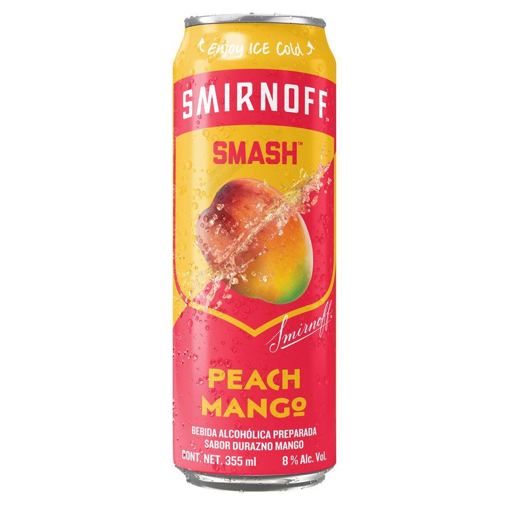 Smirnoff bebida alcohólica preparada smash (355 ml) (mango - durazno)