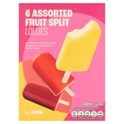 ASDA Assorted, Fruit Splits Lollies Ice Cream (6 pack)