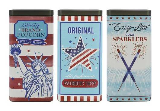 Assorted 7.75" Red, White & Blue Tin Can By Celebrate It, 1Pc.