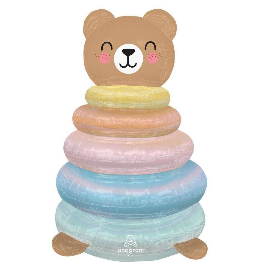 Uninflated Stackerzae Bear Stacking Rings Foil Balloon, 43in