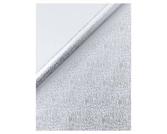 Foundation Merry Christmas Silver Script 4m Wrap