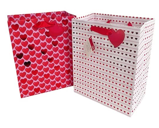 Medium Vertical Valentine Hearts Bags, 2Ct. By Celebrate It
