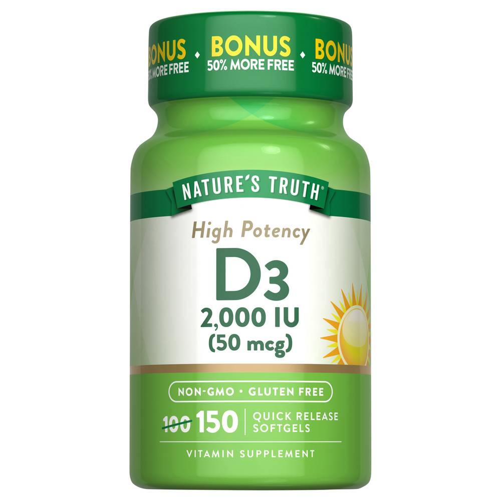 Nature's Truth Quick Release Softgels High Potency Vitamin D3 (150 ct)