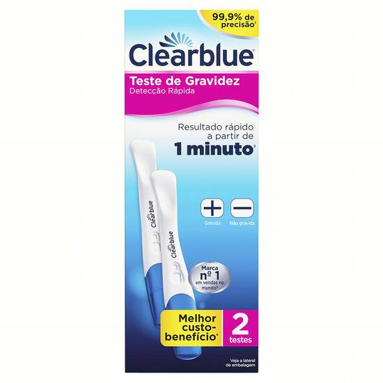 Clearblue teste de gravidez 1 minuto (2 unidades)