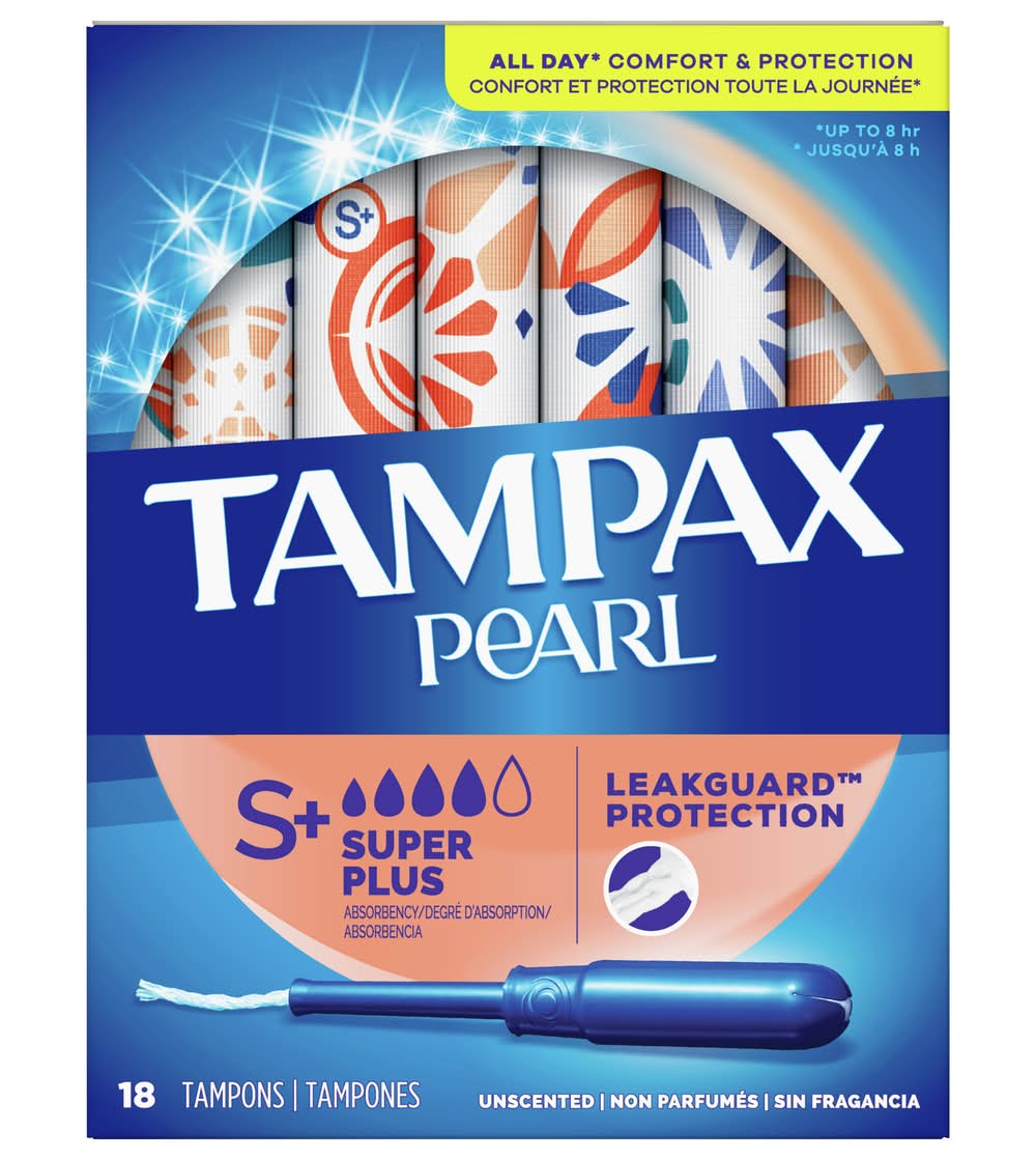 Tampax Pearl Super Plus Absorbency Unscented Tampons (18 ct)