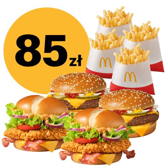 2x McRoyal® + 2x McCrispy Supreme Bekon + 4x Frytki małe