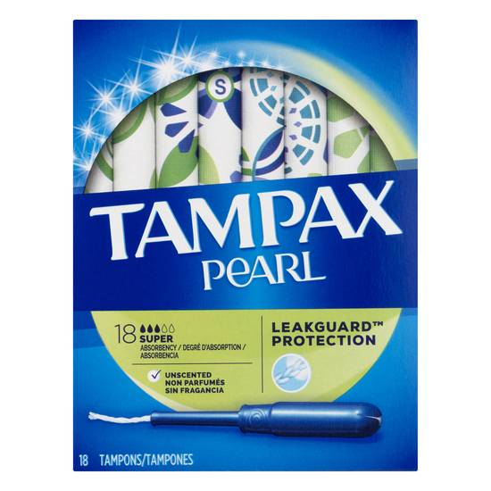 Tampax Tampons Super Absorbency With Bpa-Free Leakguard Braid Unscented (18 ct)
