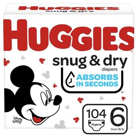 Huggies couches bb snug & dry taille 6 - snug & dry baby diapers size 6 (104 units)