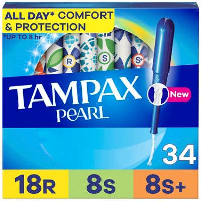 Tampax Pearl Regular Super Super Plus Absorbency Unscented Tampons (34 ct)