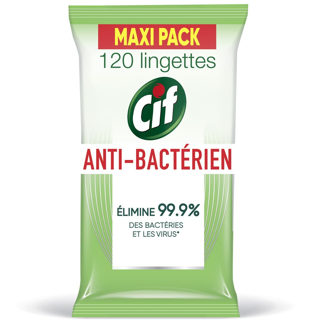 Cif - Lingettes nettoyantes antibactériennes & brillance (340g)