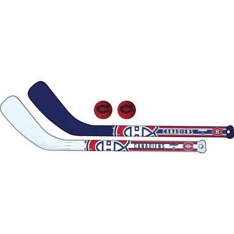 Franklin Sports NHL Ensemble de bâton de hockey miniature pour joueur des Canadiens de Montréal, 2 bâtons and 2 balles