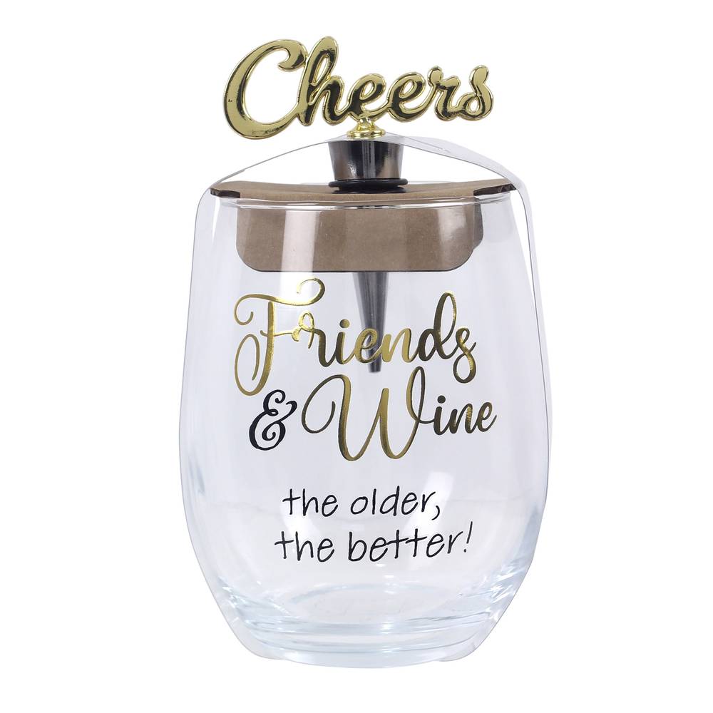 Young's Wine Glass With Topper Friends