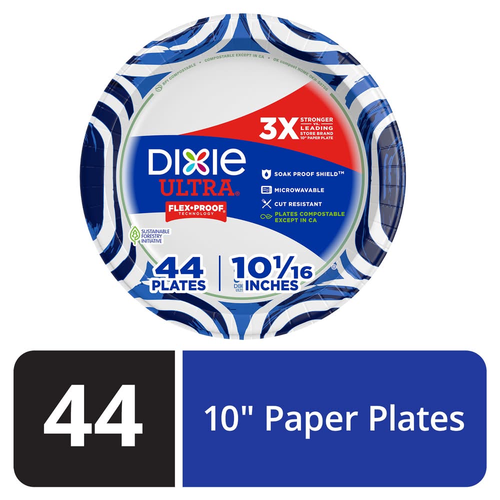 Dixie Ultra Flex Proof Disposable Plates, 25.5 cm (44 ct)