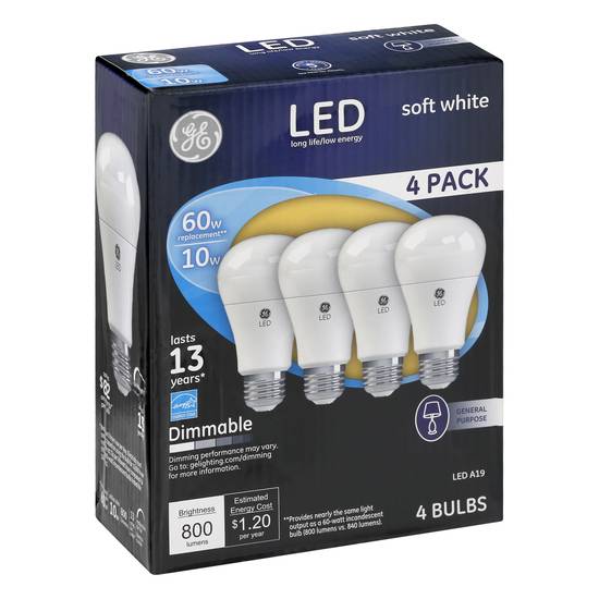 Ge Soft White Dimmable 10w Led Bulbs (4 ct)