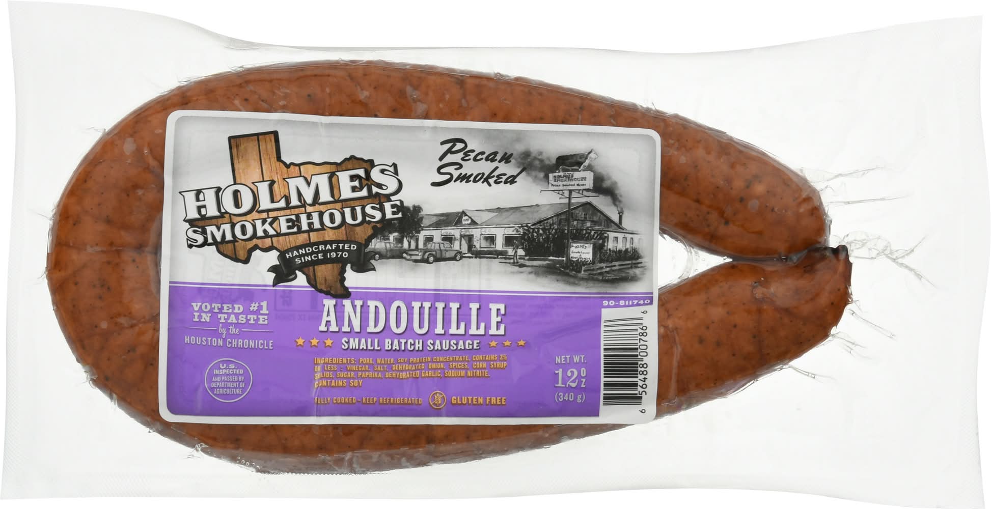 Holmes Smokehouse Small Batch Pecan Smoked Sausage, Andouille (12 oz)