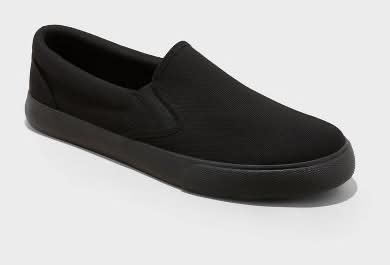 Men's Phillip Twin Gore Sneakers - Goodfellow & Co.™ Black Onyx 11.5: Slip-On, Padded Collar, Rubber Outsole