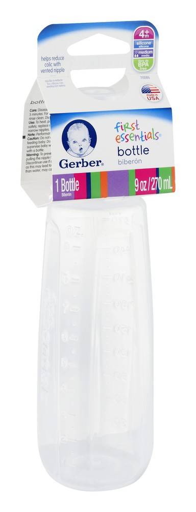 Gerber 9 onz plastique transparent - clear baby bottle (270ml)