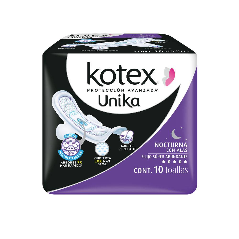 Kotex · Toalla nocturna unika con alas (10 un)