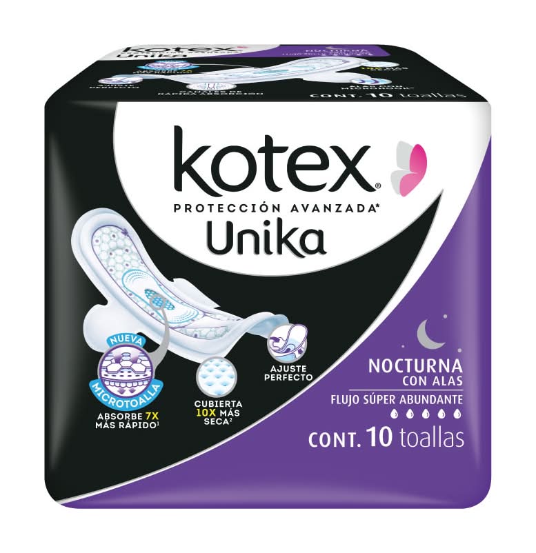 U by Kotex · Toalla nocturna ultra seca con alas (10 un)