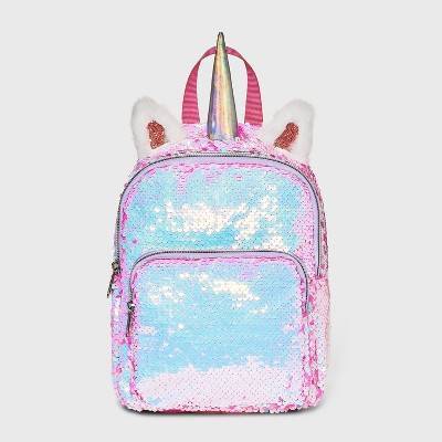 Cat & Jack Kids Unicorn Flip Sequin Mini Backpack ( 7"/pink)