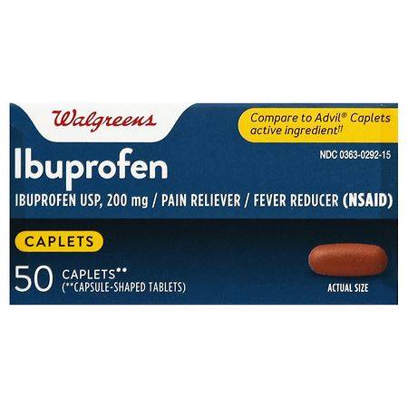 Walgreens Ibuprofen Pain Reliever/Fever Reducer, 200 mg Caplets - 100.0 ea