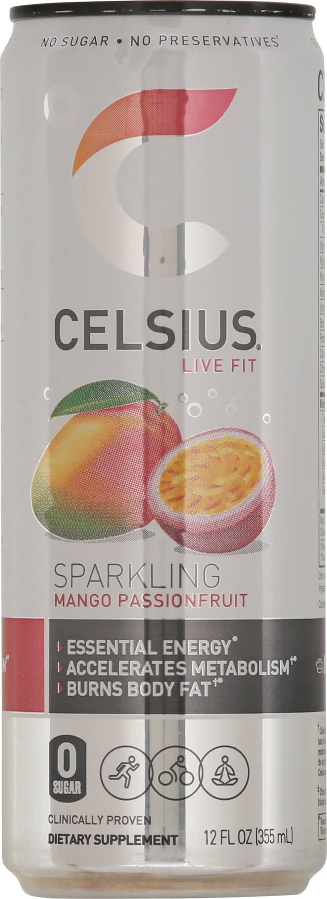 Celsius Sparkling Fitness Drink, Mango Passionfruit (12 fl oz)