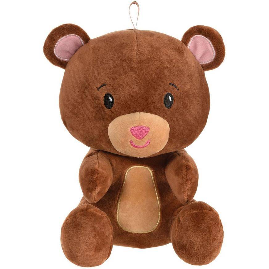 Party City Plush Bear Balloon Weight (brown pink)
