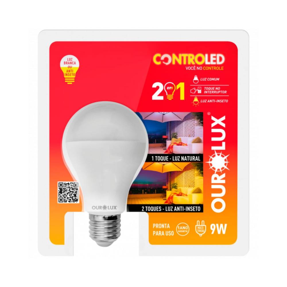 Ourolux lâmpada led 2 em 1 controled branca (9w/bivolt)