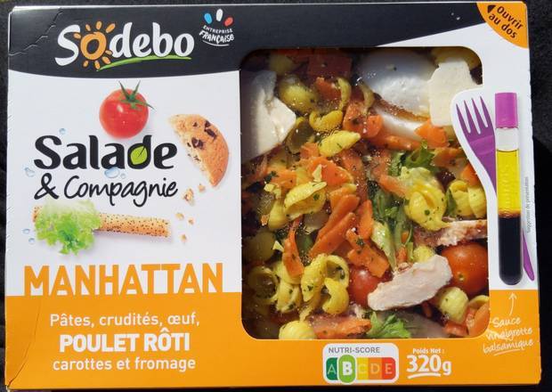 Sodebo salade manhattan pâtes œuf poulet