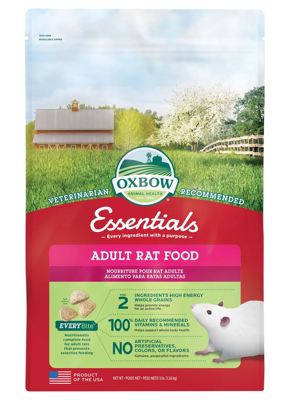 Oxbow Essentials Rat Adult Food, 3 lb